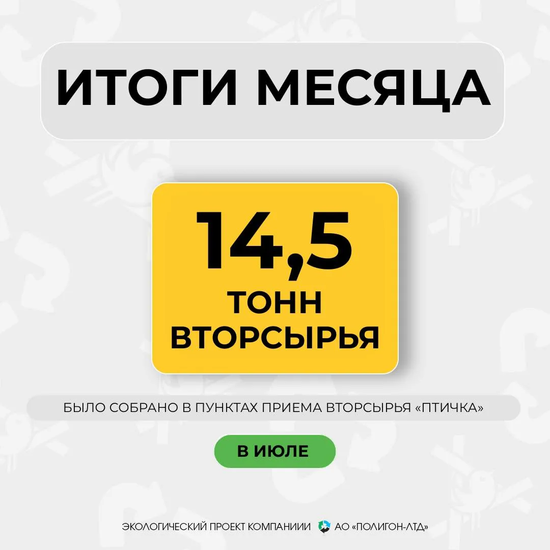 14,5 тонн вторсырья было собрано за июль в «Птичках»